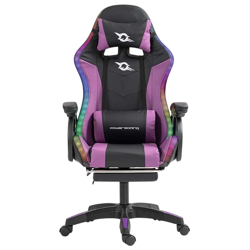 PowerGaming LED RGB Reposapiés Negro+Lila 120kg Silla