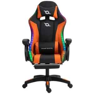 PowerGaming LED RGB Reposapiés Negro+Naranja 120kg Silla