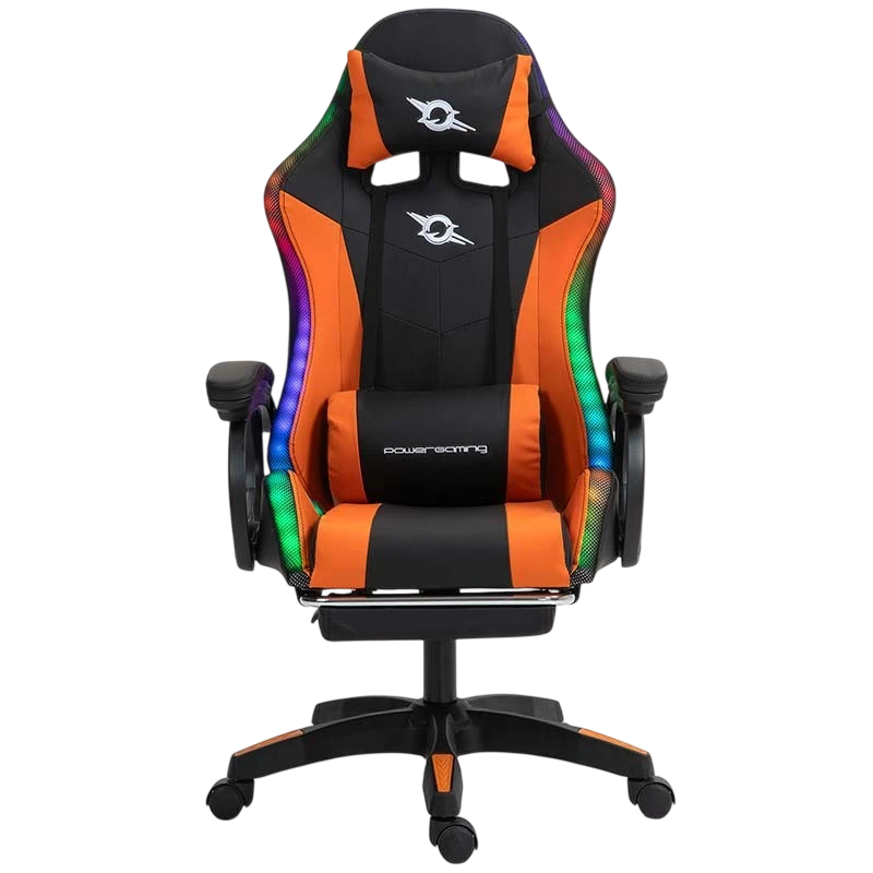 PowerGaming LED RGB Reposapiés Negro+Naranja 120kg Silla
