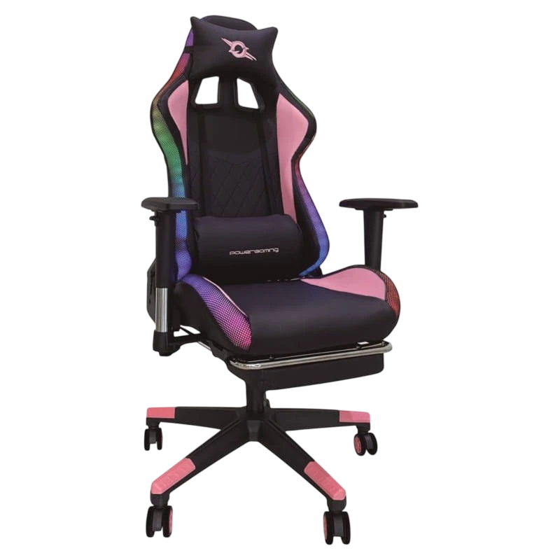 PowerGaming LED RGB V2 Rosa con Reposapiés 90kg Silla