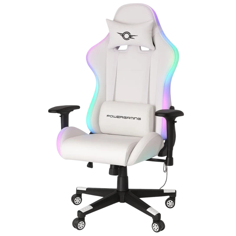 PowerGaming Lilith RGB Blanco reposacabezas cojín lumbar cuero PU Silla gaming