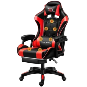PowerGaming Masaje 7 puntos Rojo/Negro Reposapiés 120kg Silla gaming