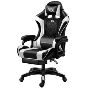PowerGaming Negro/Blanco con Reposapiés 120kg Silla gaming