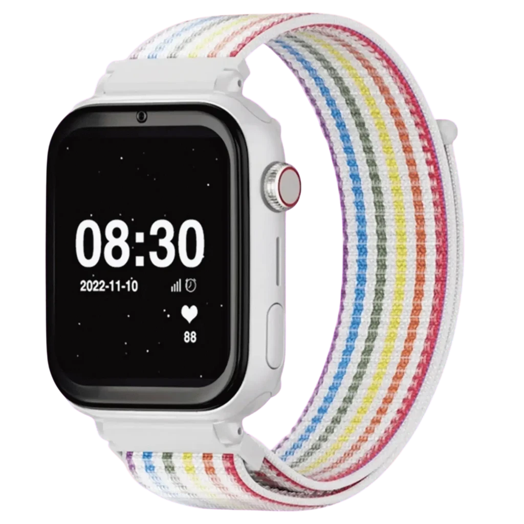 SaveFamily SaveWatch Plus 1 4G Blanco Correa Tela Arcoiris 1,85 pulgadas Llamadas IP67 Smartwatch