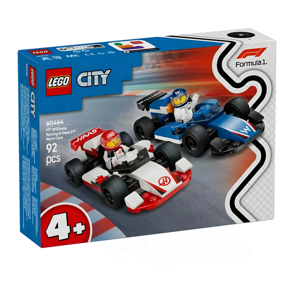 Set LEGO City 60464 F1 Williams Racing y Haas F1 Coches de Carreras 92 piezas 4+ años