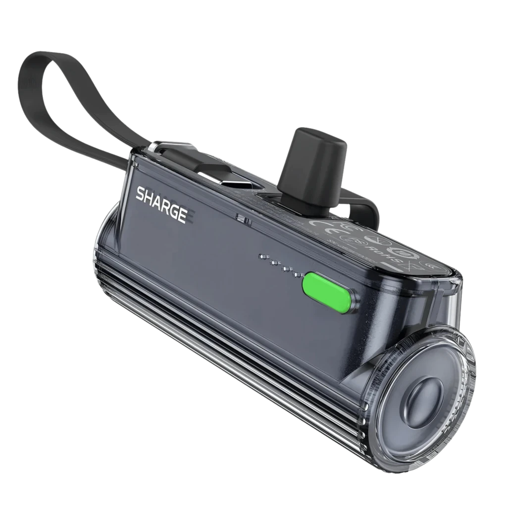 Sharge Flow Mini Negro con cable integrado 5000mAh 22,5W USB-C Power Bank