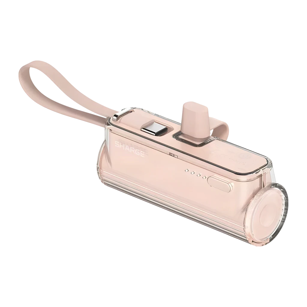 Sharge Flow Mini Rosa con cable integrado 5000mAh 22,5W USB-C Power Bank