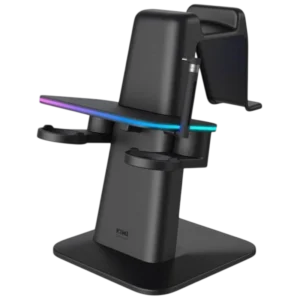 Soporte Vertical Kiwi Design QC03 RGB Carga magnética para Meta Quest 3/Quest 2/Quest PRO Negro