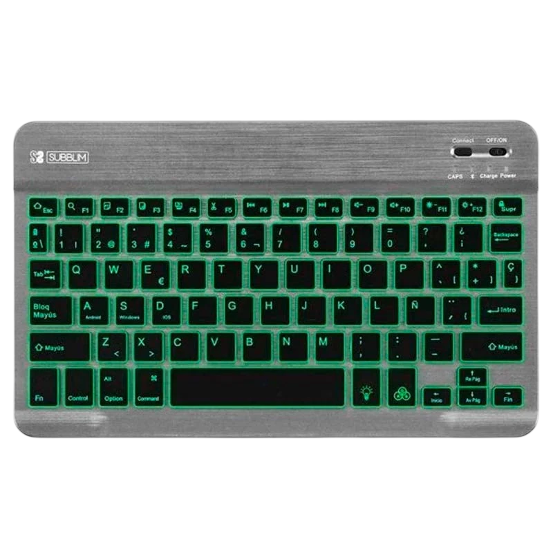 SUBBLIM Teclado Bluetooth Smart Retroiluminado para Android, Mac, OS y Windows Gris