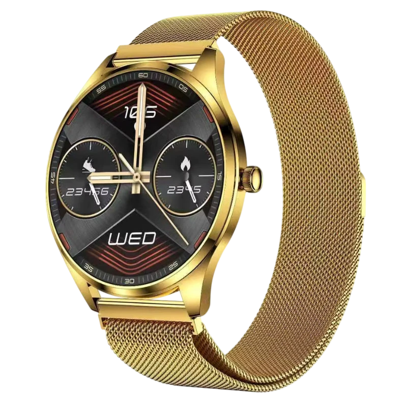 TN99 Correa Milanesa Dorado 1,43 pulgadas AMOLED Llamadas Bluetooth 5 días +100 deportes IP67 - Reloj inteligente