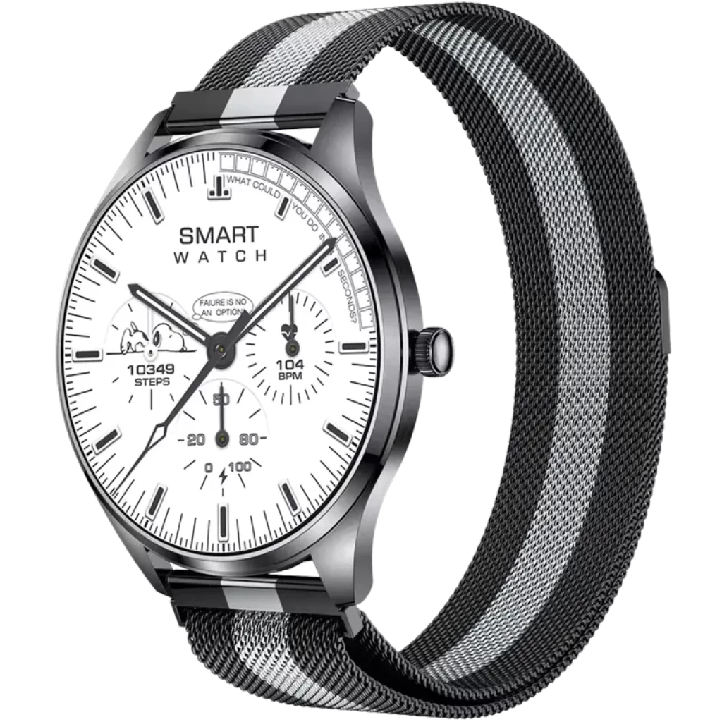 TN99 Correa Milanesa Plata/Negro 1,43 pulgadas AMOLED Llamadas Bluetooth 5 días +100 deportes IP67 - Reloj inteligente