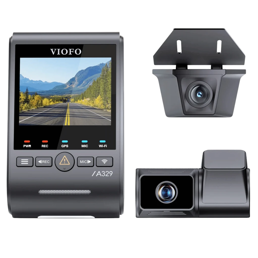 VIOFO A329TW 3CH Triple con 4K, Teleobjetivo y Cámara Exterior IP67 GPS WiFi 2,4 pulgadas Dashcam