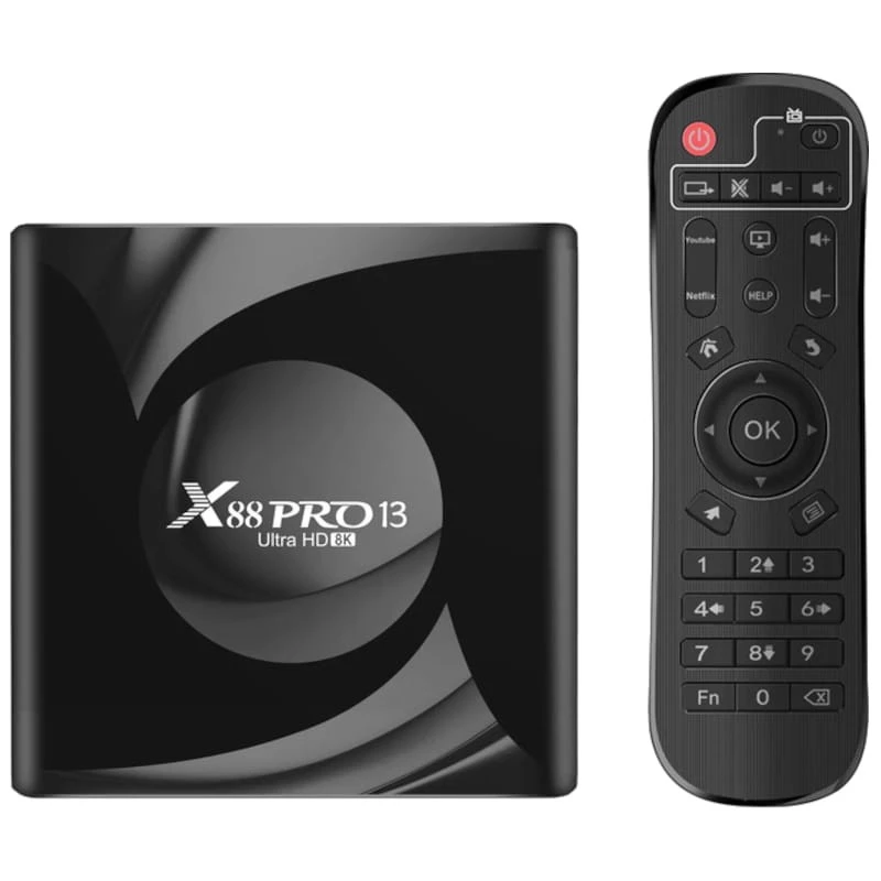 X88 PRO 13 Smart System 4GB/64GB Negro Android 13 8K WiFi 6 Bluetooth RK3528 TV Box