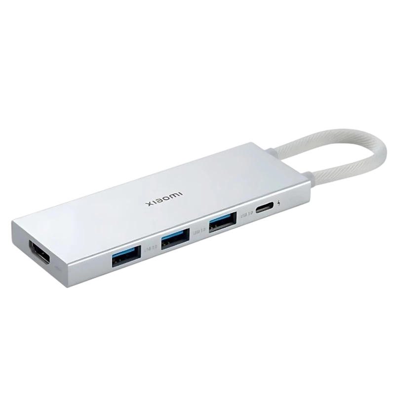 Xiaomi 5-in-1 Type-C USB-C +USB 3.0x3+HDMI Plata PD 100W Hub USB