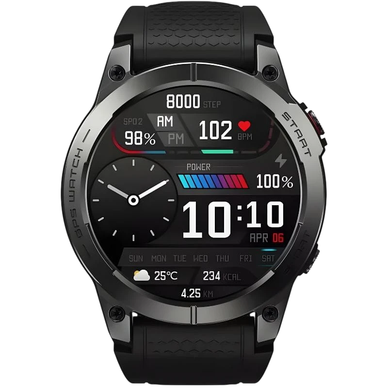 Zeblaze Stratos 3 Pro Negro 1,43 pulgadas AMOLED GPS 18 días +100 deportes IP68 Smartwatch