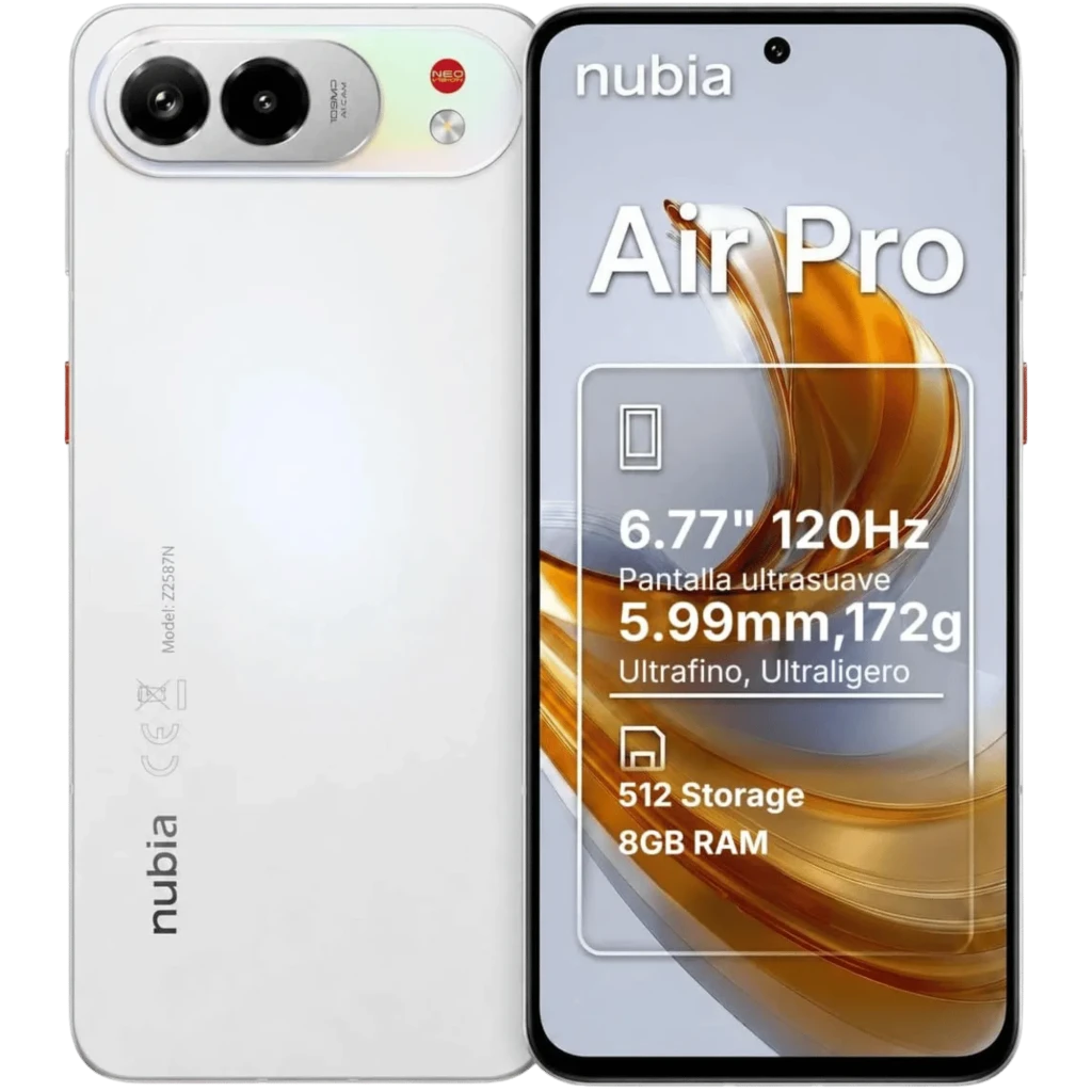 ZTE Nubia Air Pro 5G 8GB/512GB Blanco 6,78 pulgadas AMOLED 144Hz 50MP 5000mAh 33W NFC